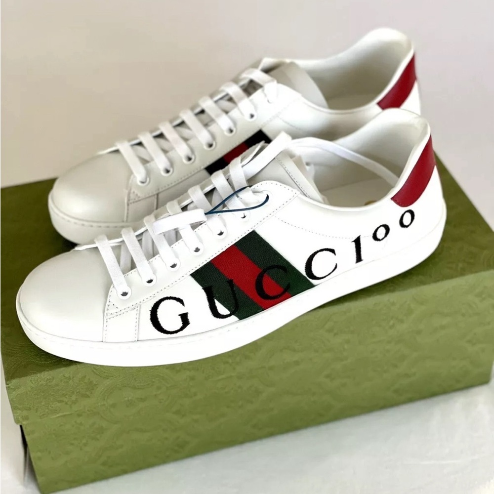 Preowned Gucci 100th anniversary limited edition ace sneakers size 8.5 US/8.0 UK - Picture 4 of 5